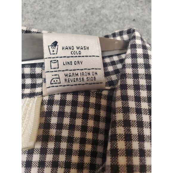 Lemon Grass Women's Small Black & White Check Button Up Christmas Theme Blouse - Picture 4 of 8